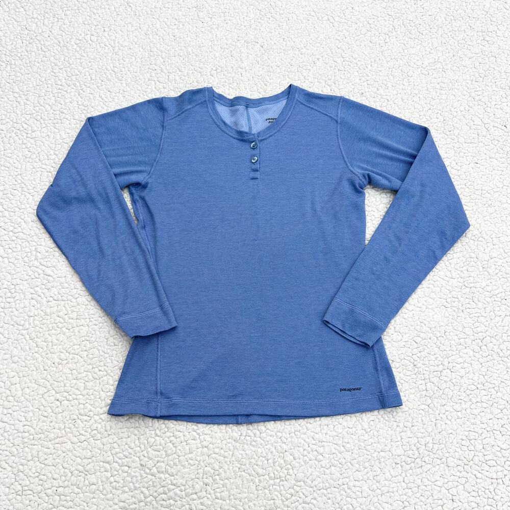 Patagonia Performance Base Layer Blue Henley Shirt